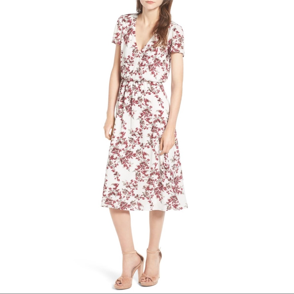 [wayf] white/maroon floral dress